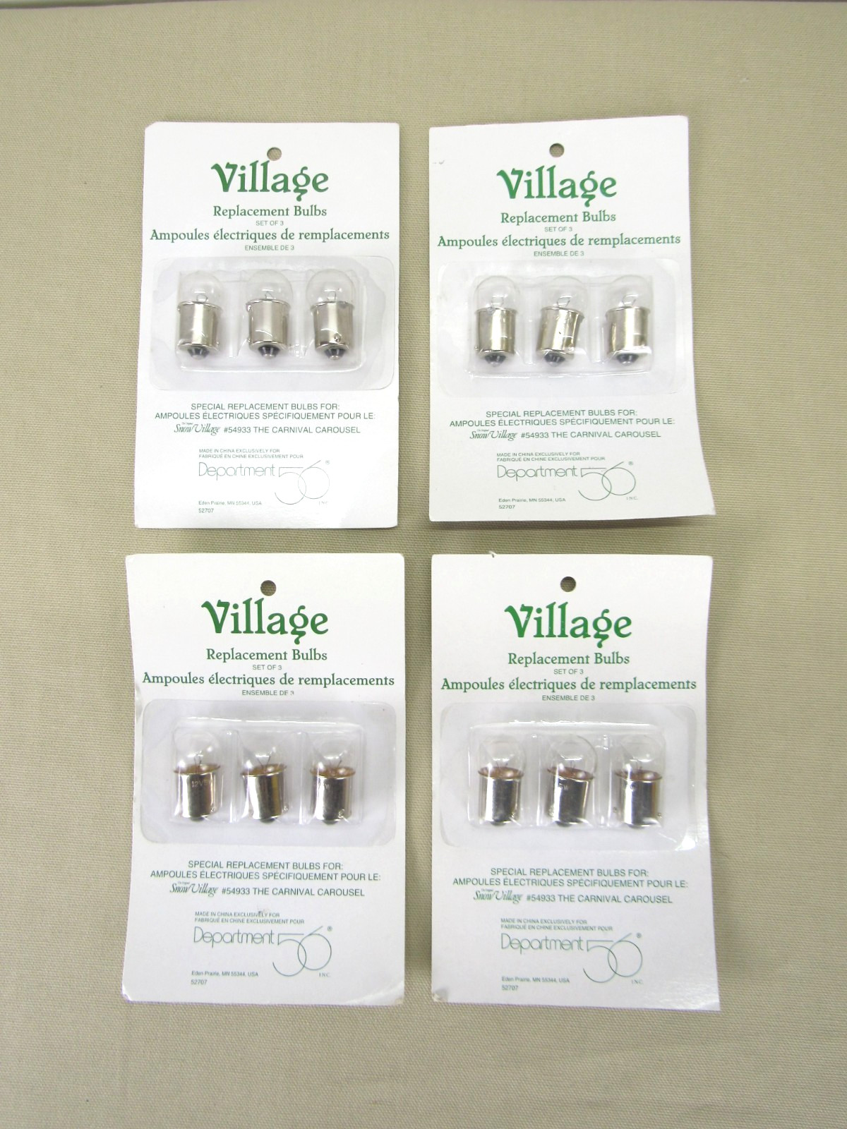 Dept 56 Replacement Light Bulb Set of 3 Clear 12 Volts/5 Watts 52707 x4 12 Bulbs