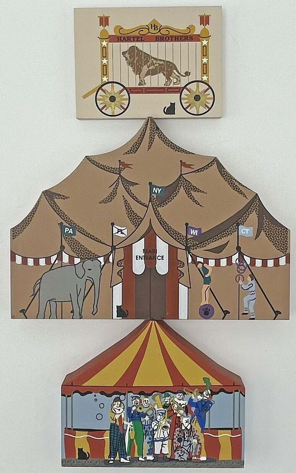 Cat’s Meow Wood 3 Piece Circus Series Clowns Big Top Lion Faline Jones Vintage
