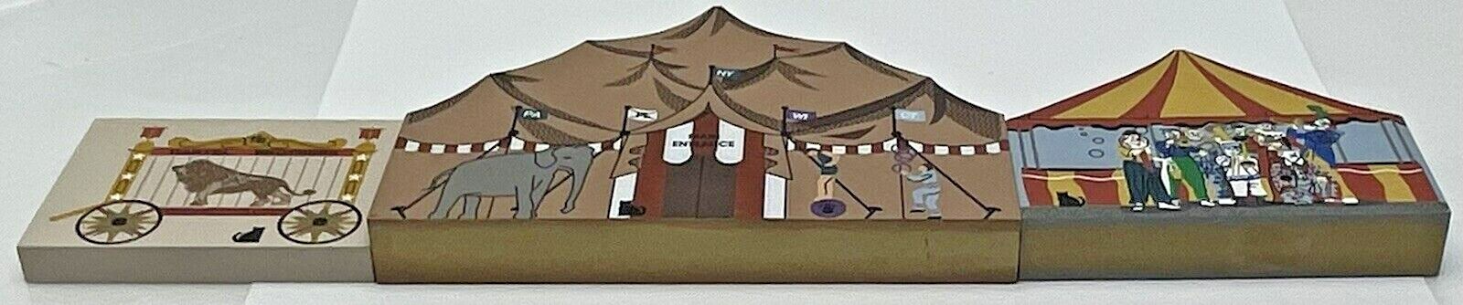 Cat’s Meow Wood 3 Piece Circus Series Clowns Big Top Lion Faline Jones Vintage