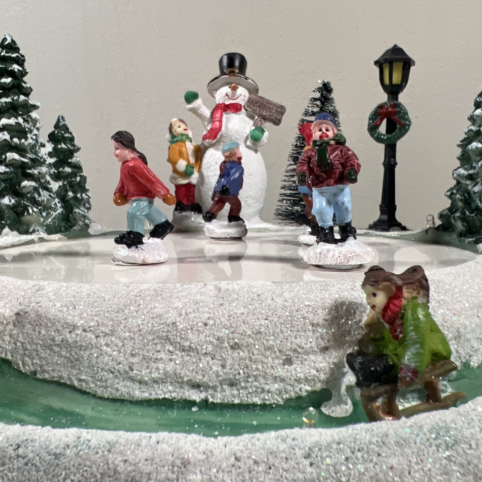 Christmas Village Skating Pond Animated Lighted Musical Snow Village Perfect