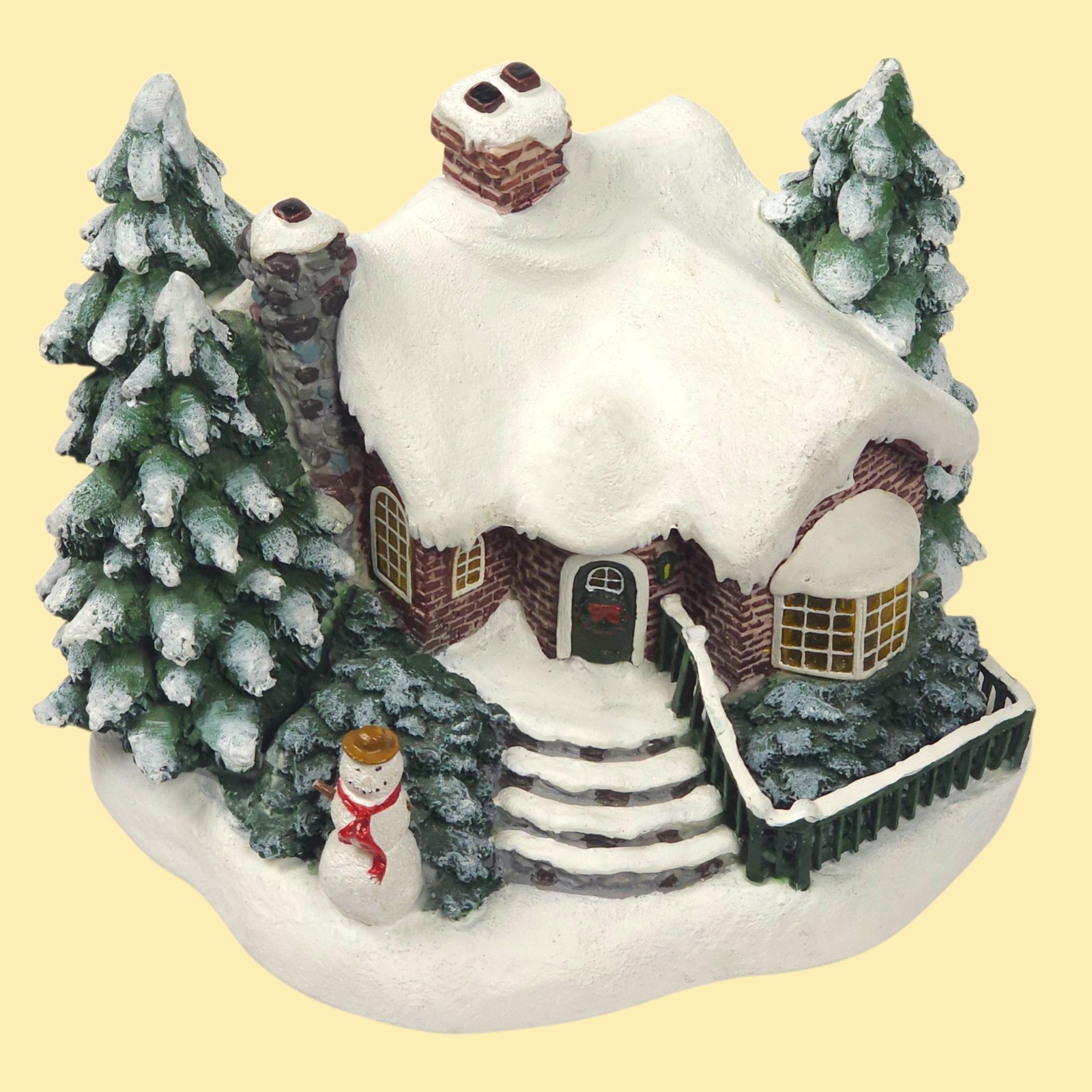 Thomas Kinkade A Village Christmas 2002 Lighted Cottage Snowman House Teleflora