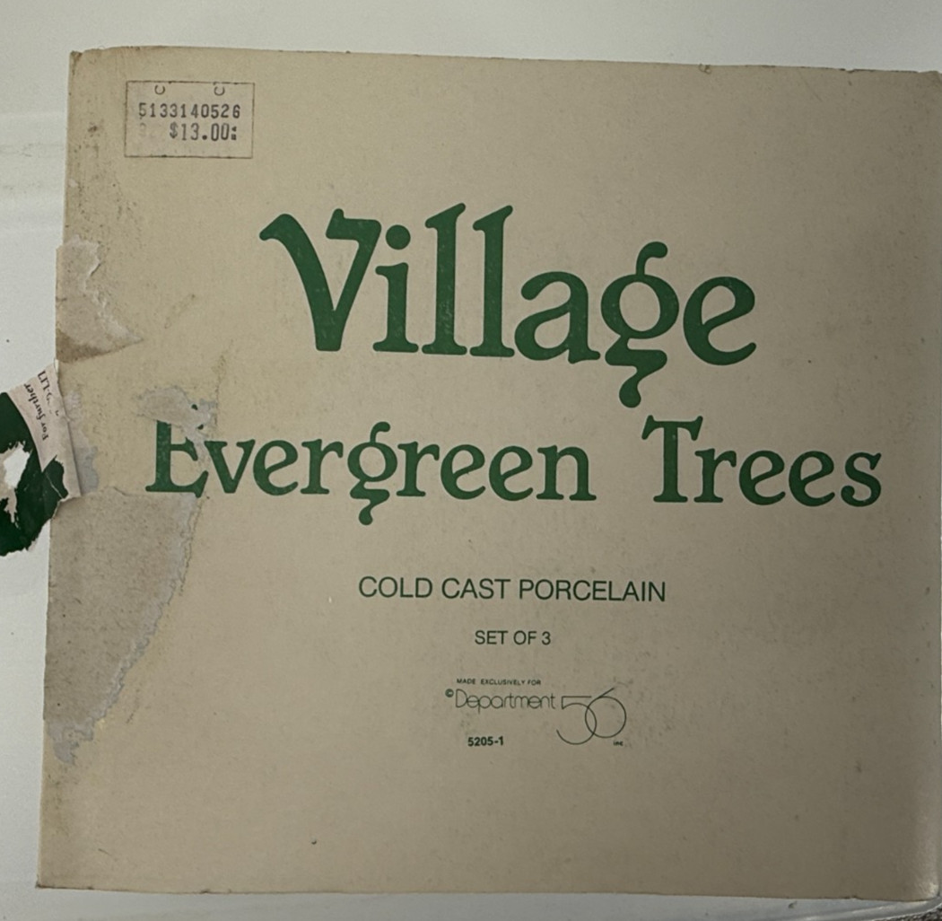 Department 56 Village Evergreen Trees Set of 3 Cold Cast Porcelain #5205-1