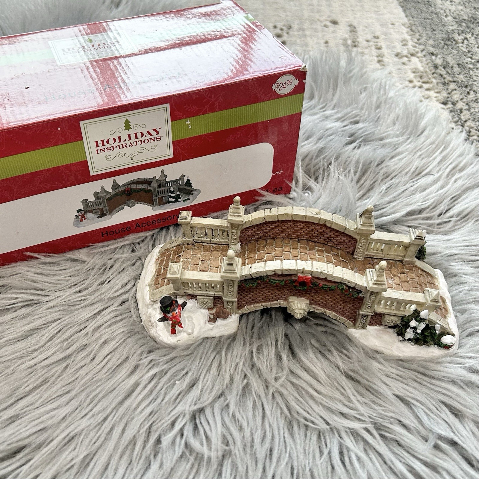 Holiday Inspirations Holiday Village Bridge Accessory With Snowman