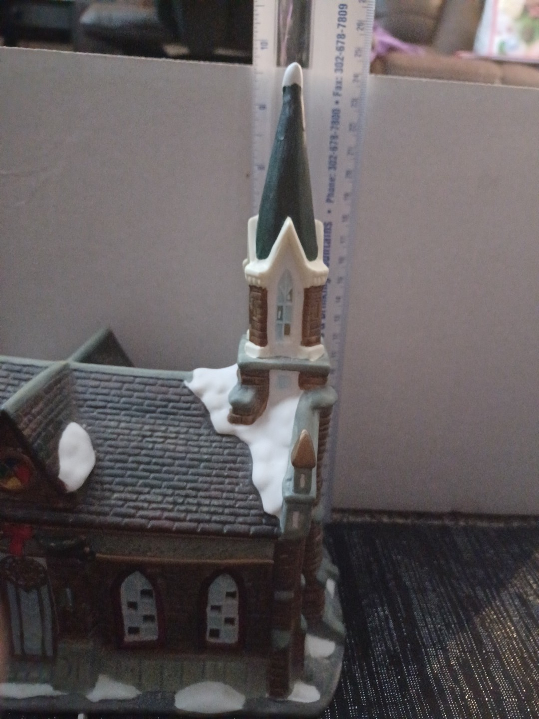 Vintage Porcelain Lighted Hand Painted Christmas Village Church