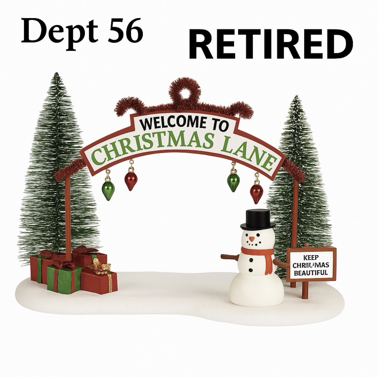 Retired Dept 56 Snow Village Christmas Lane Lighted Festive Gate Accessory