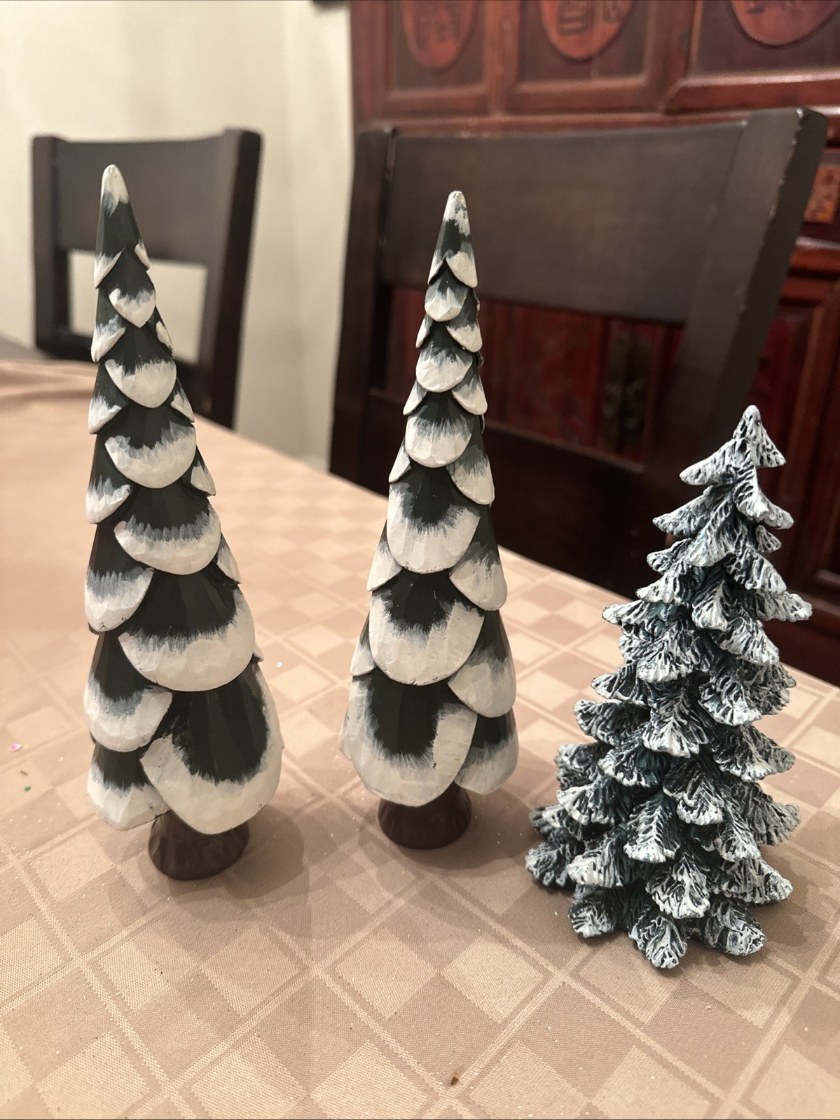 Department 56 Snow-Covered Christmas Village Trees Set of 3 Holiday Decor No Box