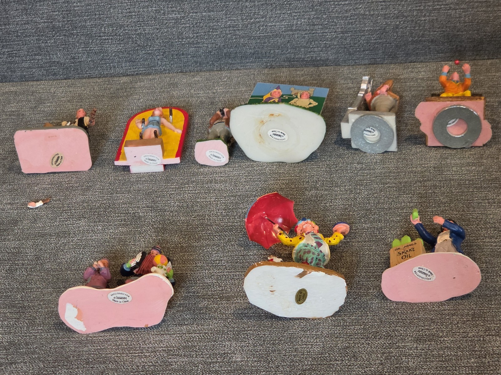 Lemax Carnival Amusements Unicycle Clown Musicians Carnival Circus Village 9 Lot