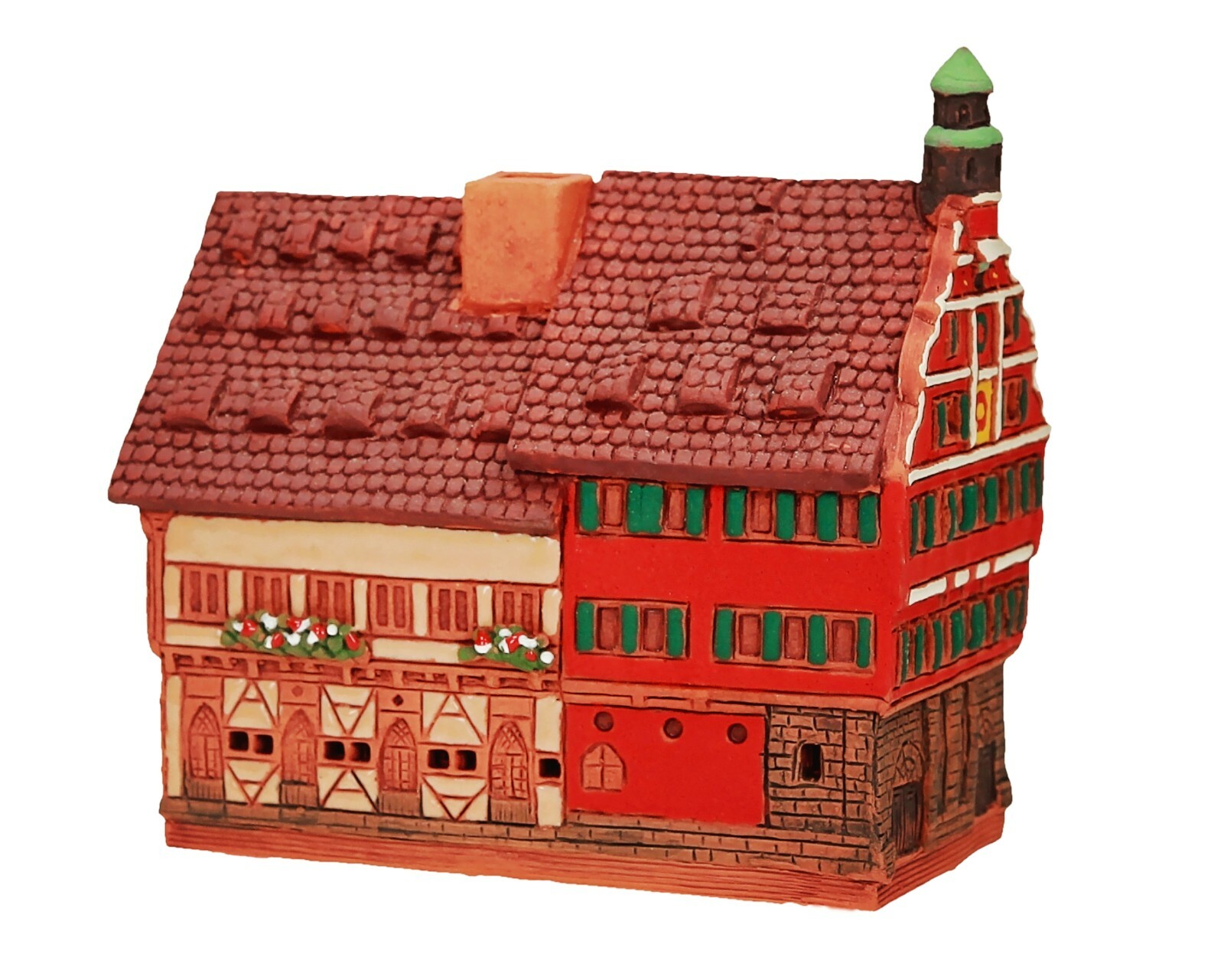 Ceramic Miniature House Cone Incense Burner Town Hall in Esslingen 11cm © Midene