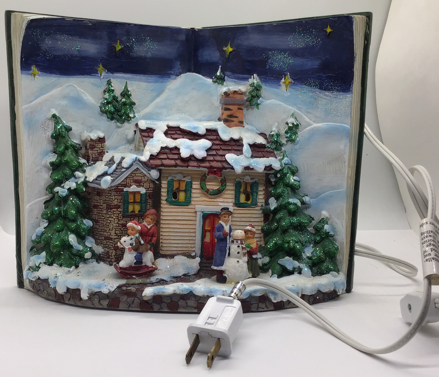 Christmas Collection Lighted House inside Merry Christmas Book 10” X 8”