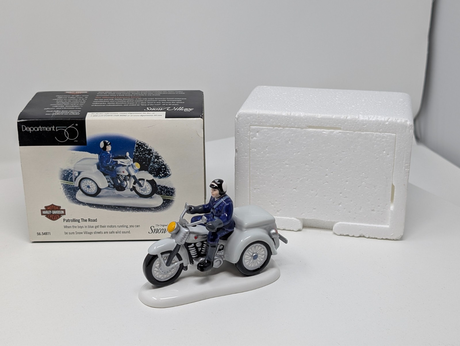 Dept 56 Snow Village: Patrolling the Road, 56.54971, Harley-Davidson Police Bike