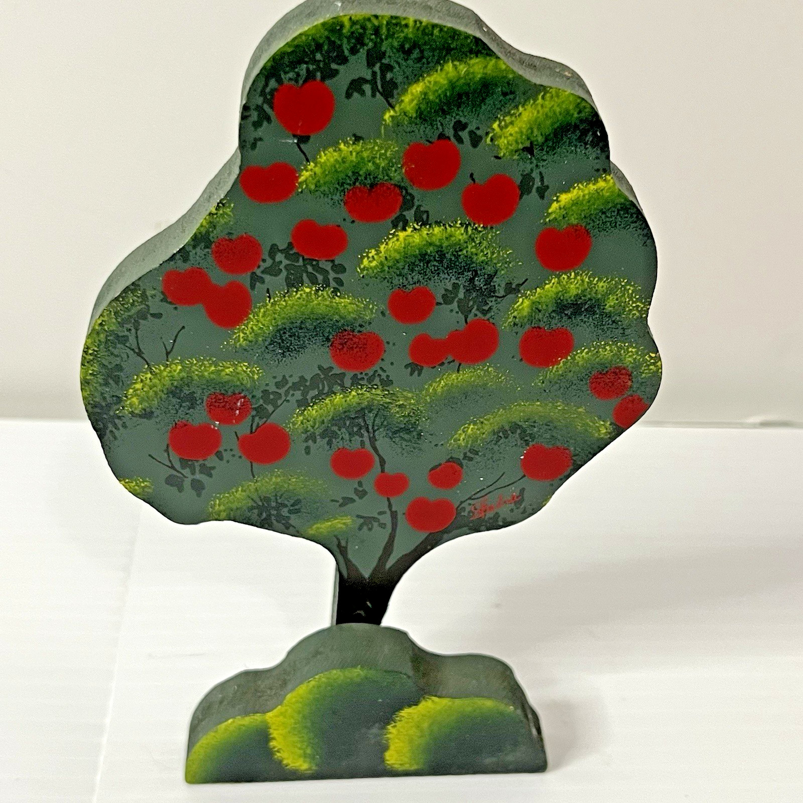 Red Apple Shelia’s Collectibles APPLE TREE Fruit 3-D Shelf Sitter Signed Vintage