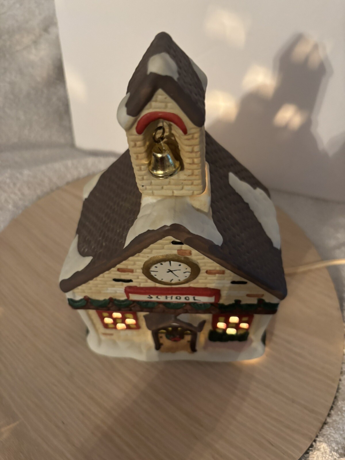 Hand Painted Ceramic Christmas School House 1995