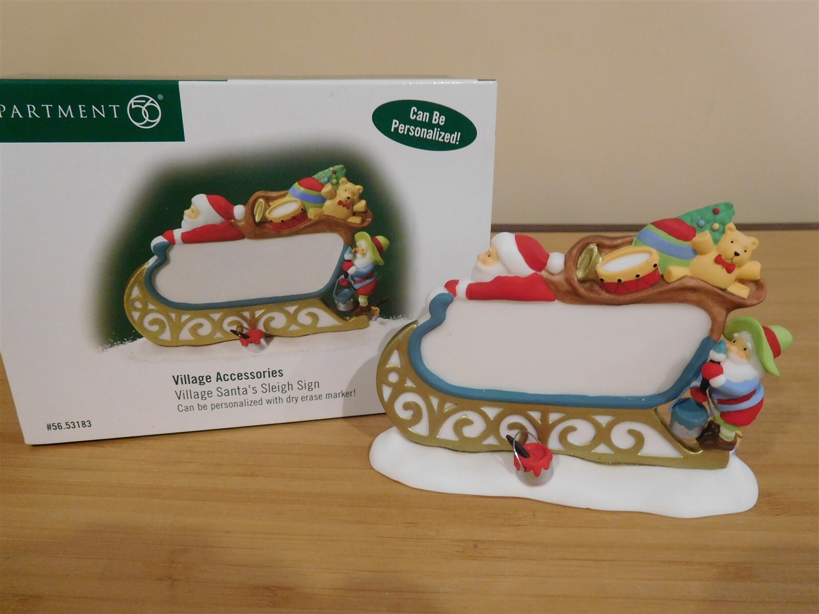 Dept 56 Village Accessories – Village Santa’s Sleigh Sign – Can Be Personalized