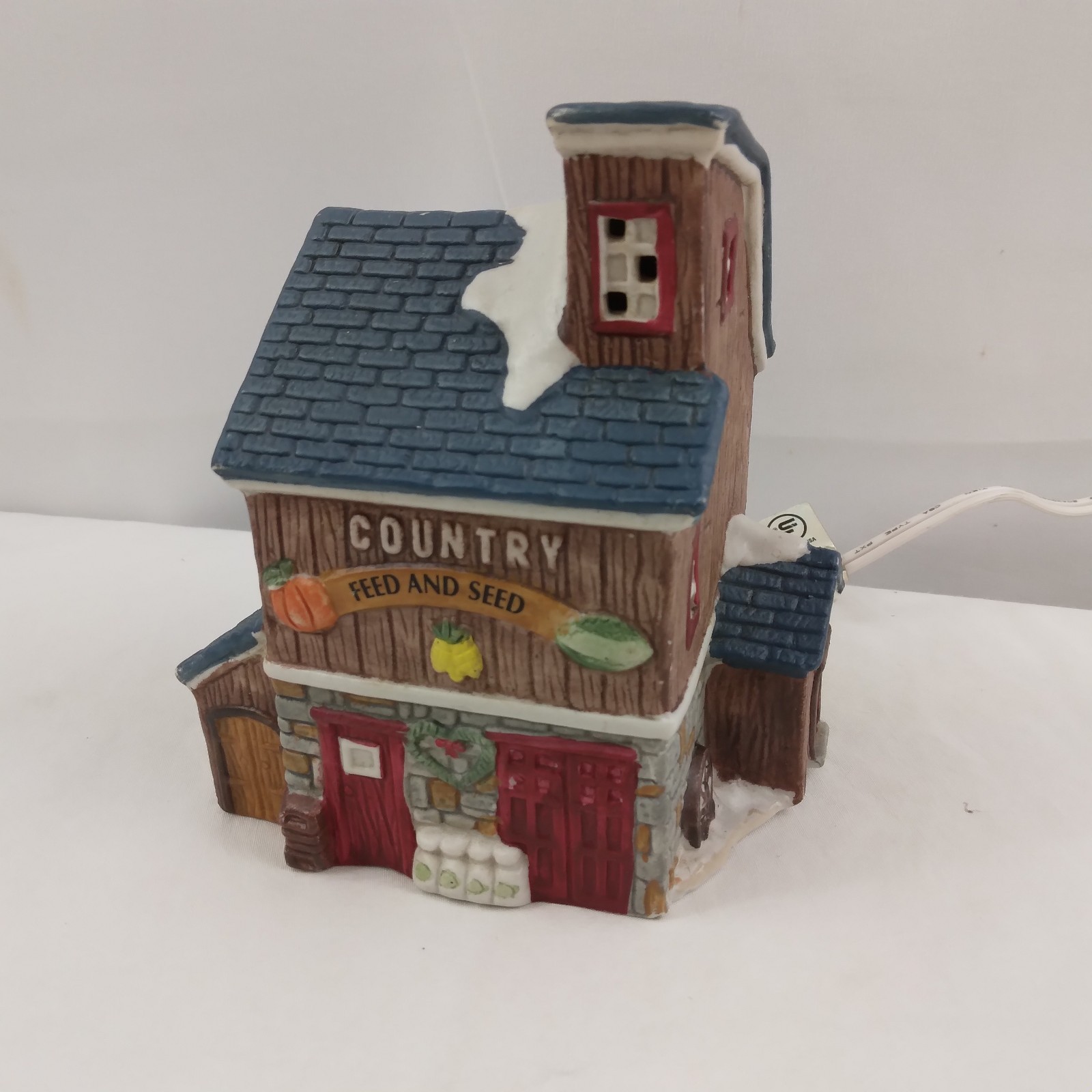 Vintage Holiday Time Christmas Village Country Feed And Seed Store Lighted
