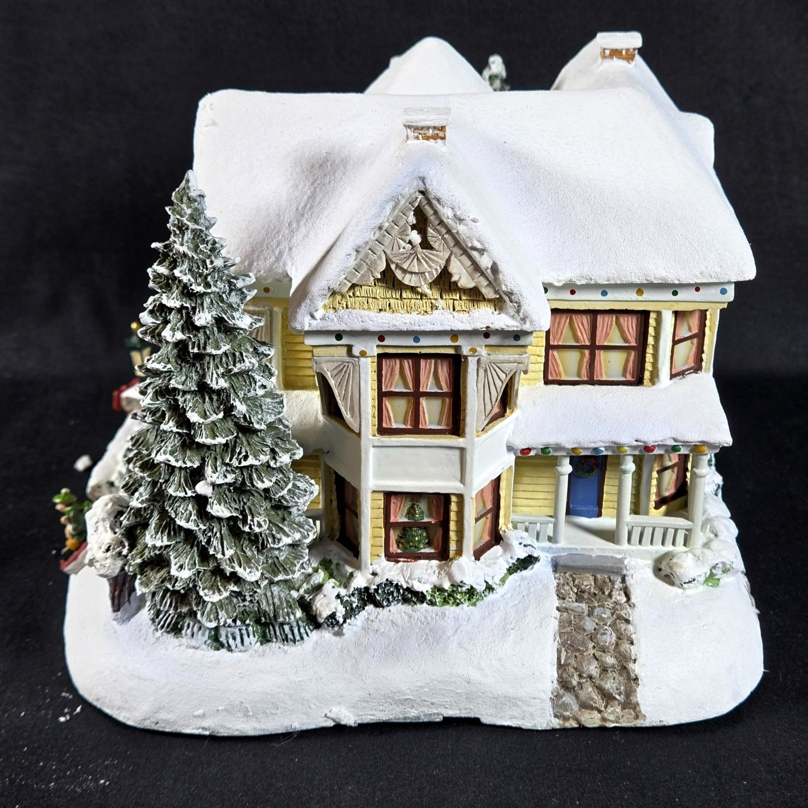Thomas Kinkade Victorian Homestead Christmas Village Sculpture W/ Lights & COA
