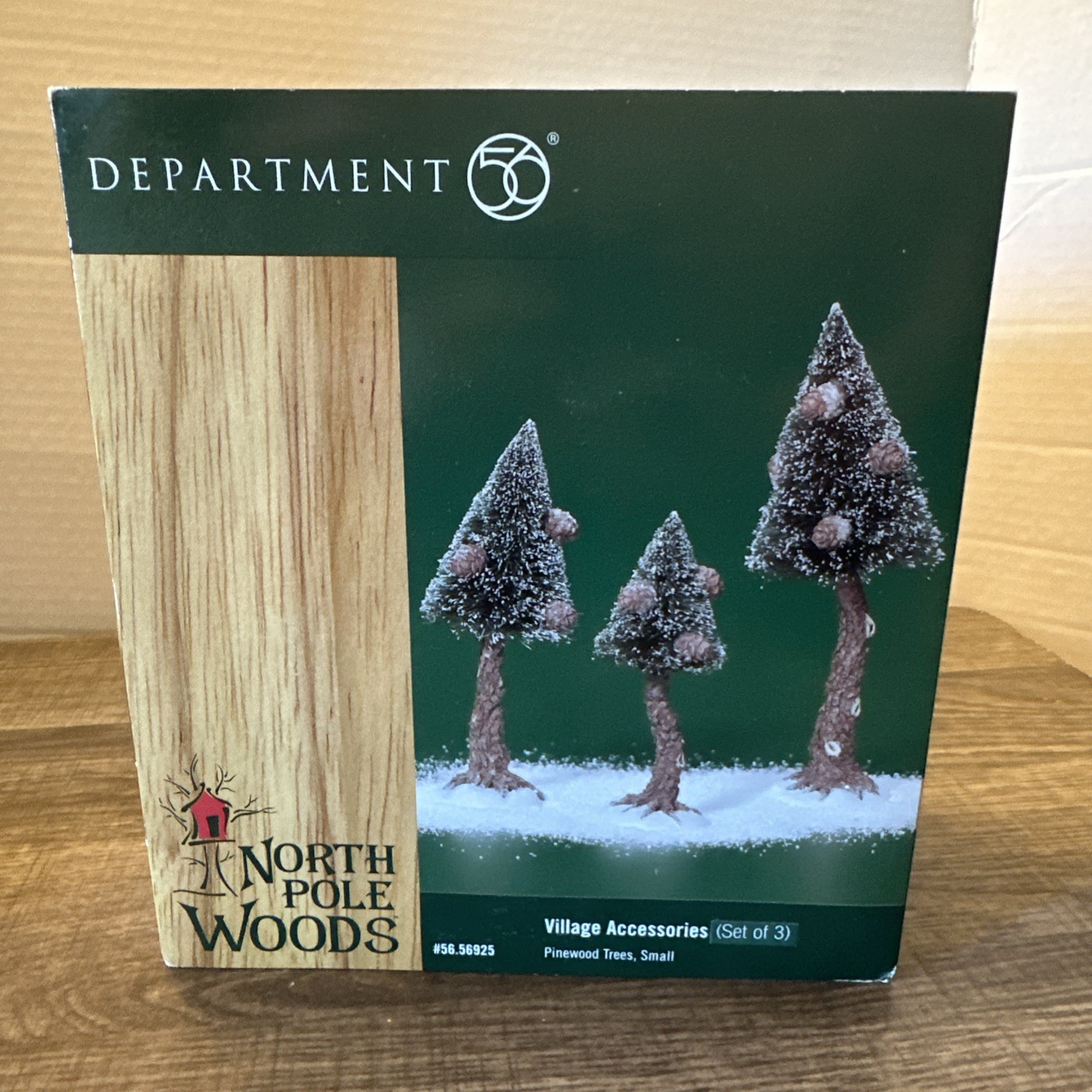 Dept 56 North Pole Woods Set of 3 Small Pinewood Trees 56925 Vintage 2000 W/ Box