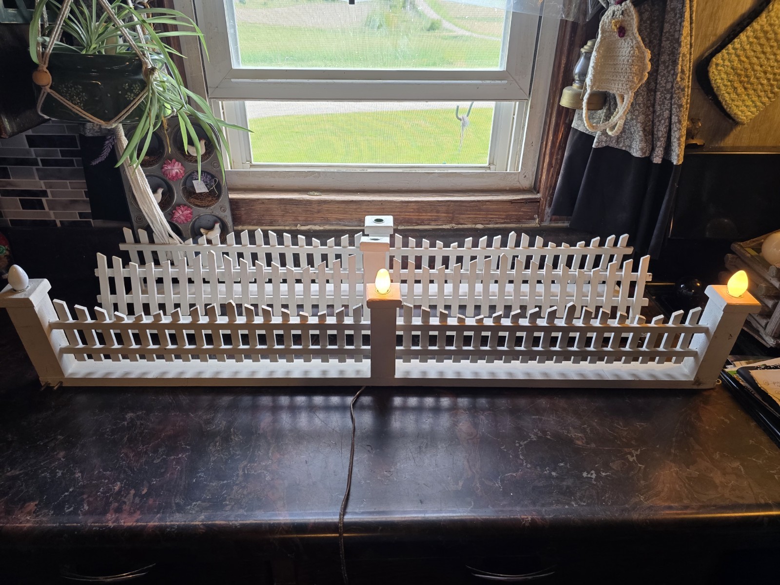 Free Standing Wood White Picket Fence – 3 Sections 41″ Long X 6½” Tall