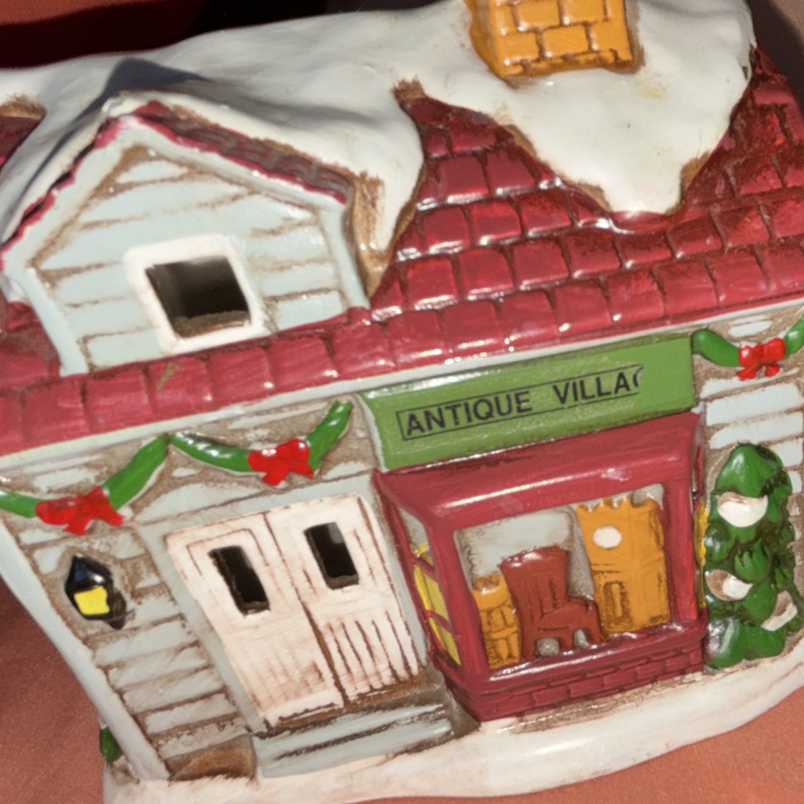 Ceramic & Porcelain Christmas Village House Painted Multicolor Snow 3D Effect