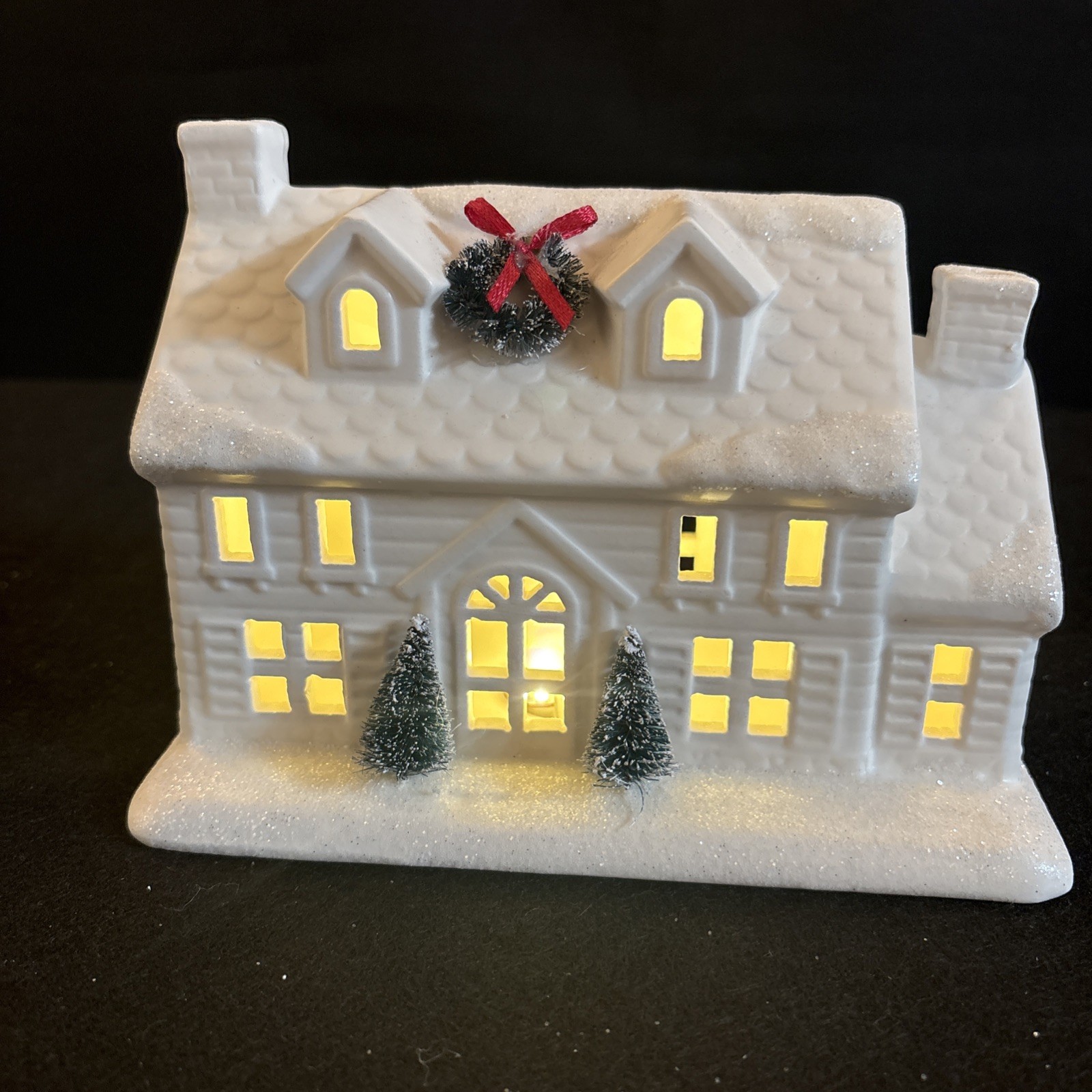 Paper Store LED Lighted Ceramic Christmas House Village Decor Battery Operated