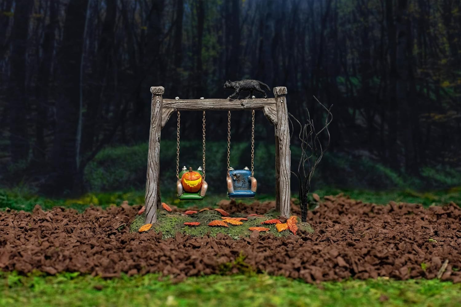 Village Collection Accessories Halloween Got a Push Spooky Swingset Figurine, 4.