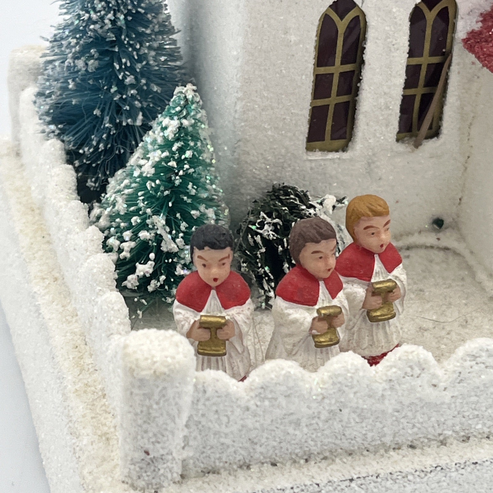 Christopher Radko Shiny Brite Church Putz House Bell Tower Choir Boys 10”