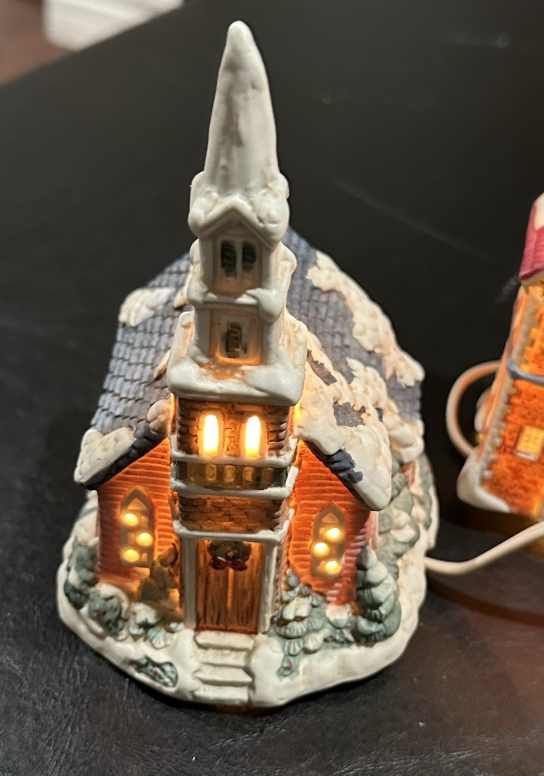 Mervyns 1993 Christmas Village Square 5 Piece Miniature House Christmas Set