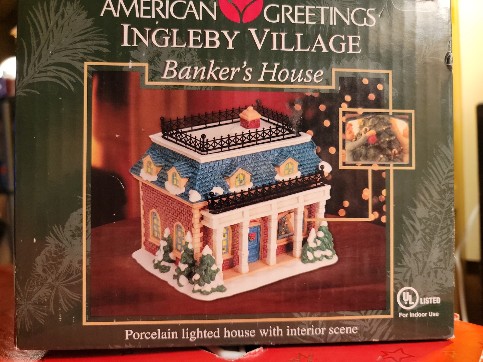 Christmas Interior view American Greeting Ingleby Village Bankers lighted House