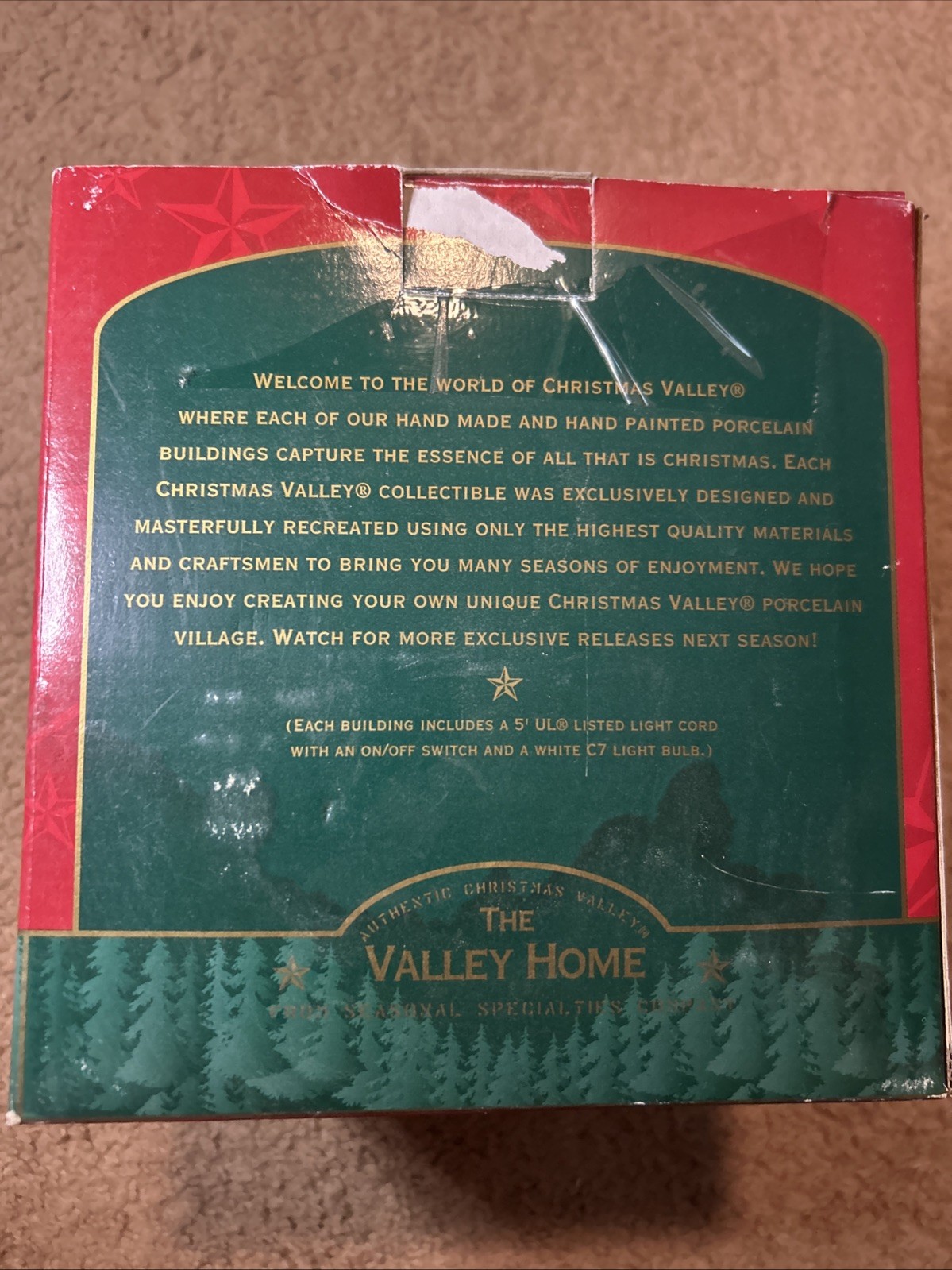 Christmas Valley “The Village Home” Ceramic Boxed by Seasonal Specialties 1993