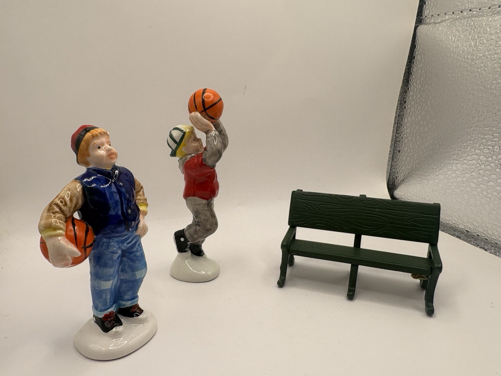 Dept 56 Basketball Boys Figurines Bench Set Porcelain Sports Village