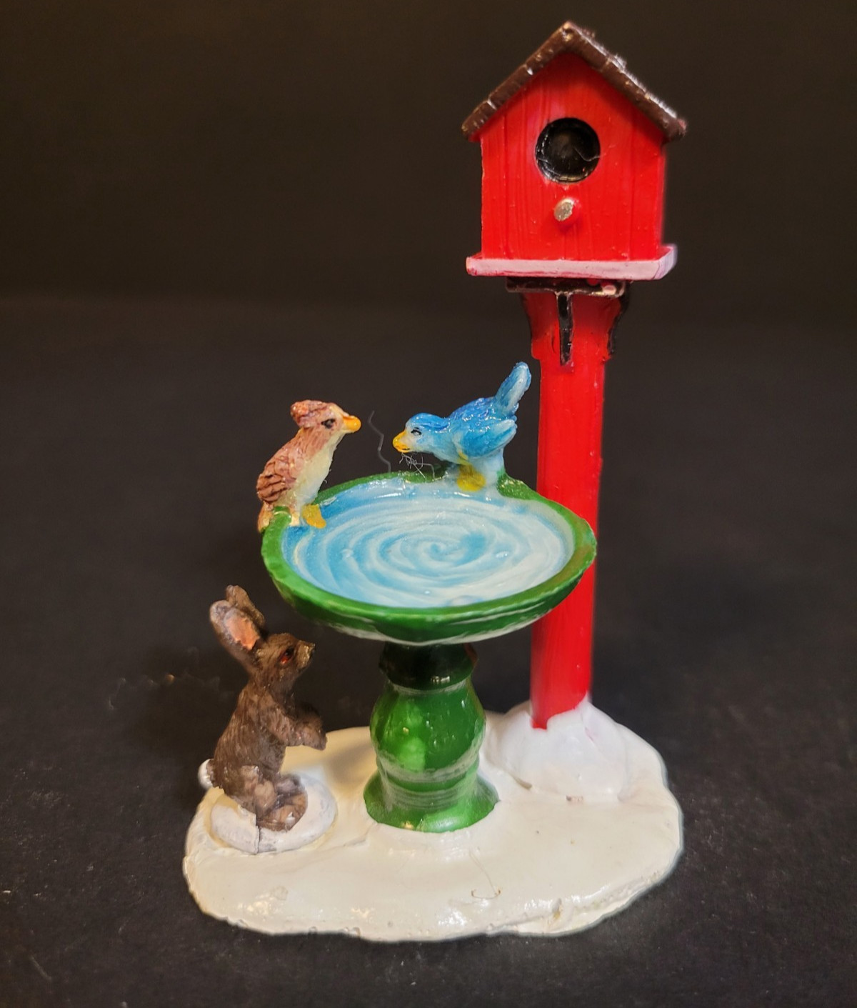 Lemax Christmas Village Town Deer Fountain 14355 Birdbath Birdhouse Rabbit Birds