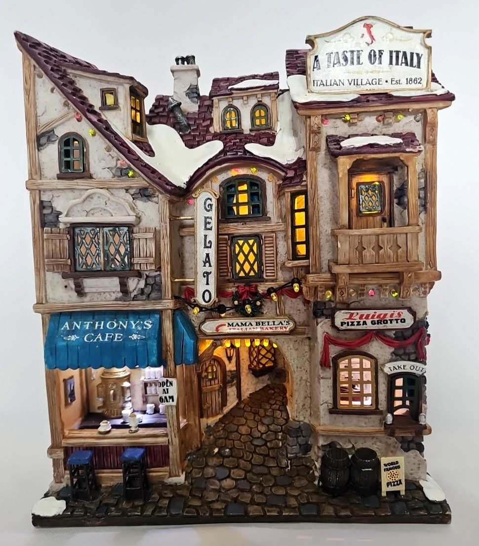 VTG 2003 Lemax A Taste of Italy Ceramic Village Light Up Shop Wall Hanging 35855