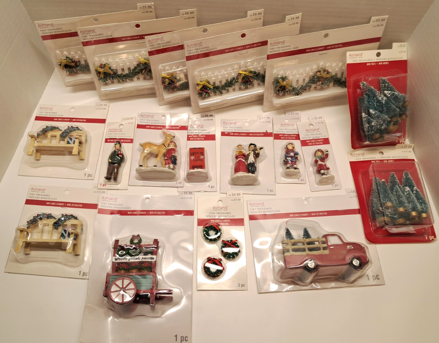 NEW Ashland Christmas Village Figurine and Accessory Fencing Trees Bench Lot #11