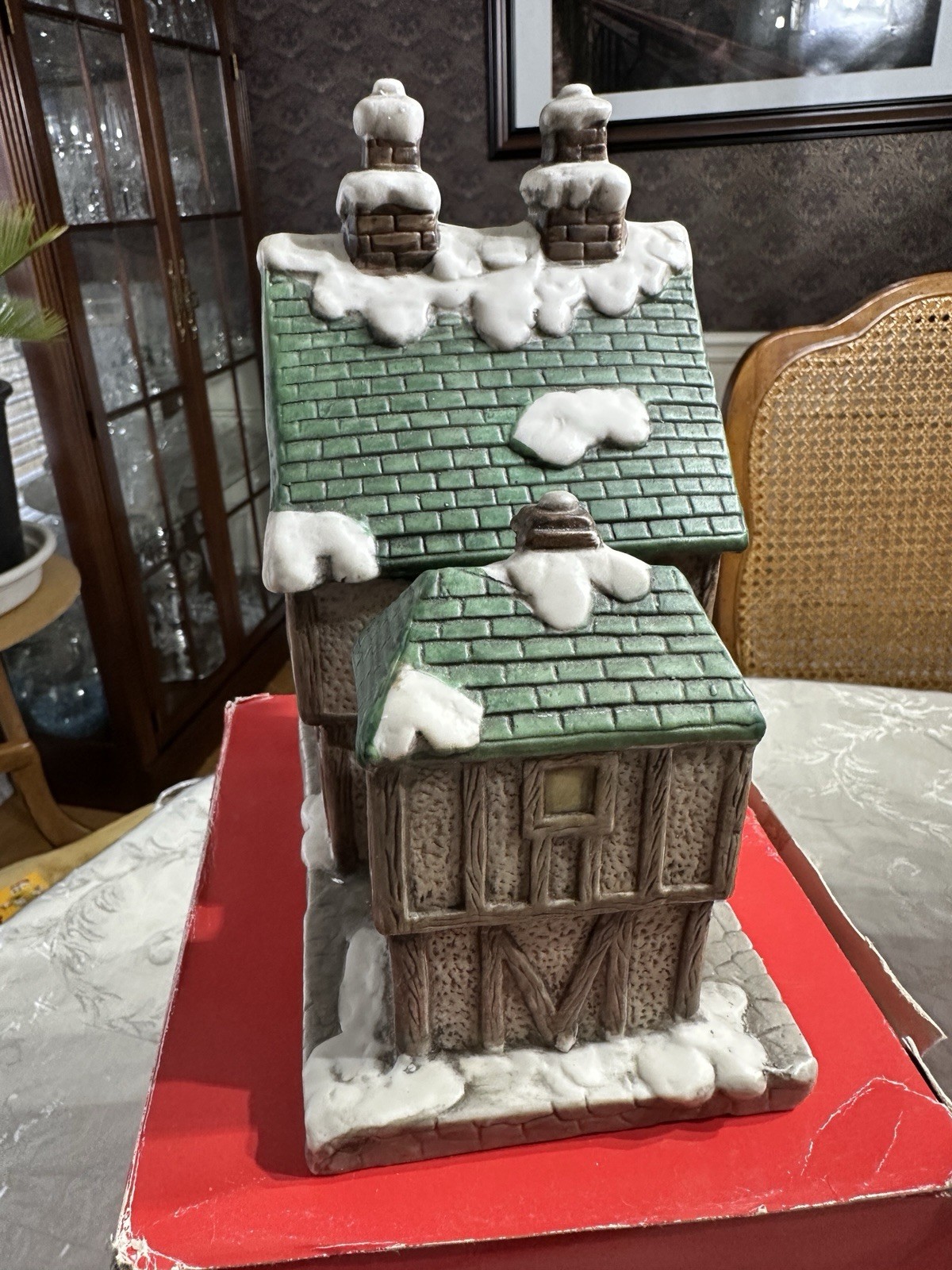 Caldor Hand-Painted Porcelain Lighted Old Mill Inn Our Town Collection