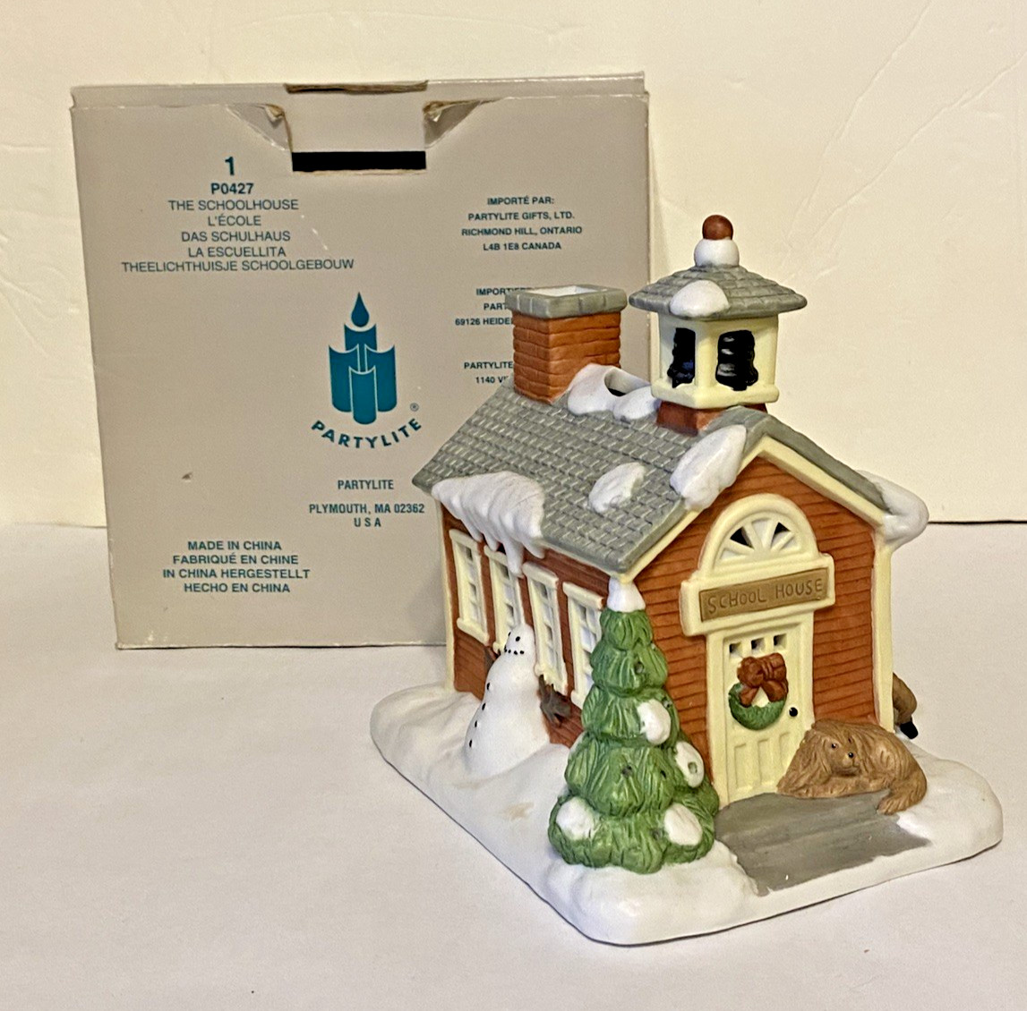 Partylite Tea Light Candle Holder School House P0427 Christmas Winter Village