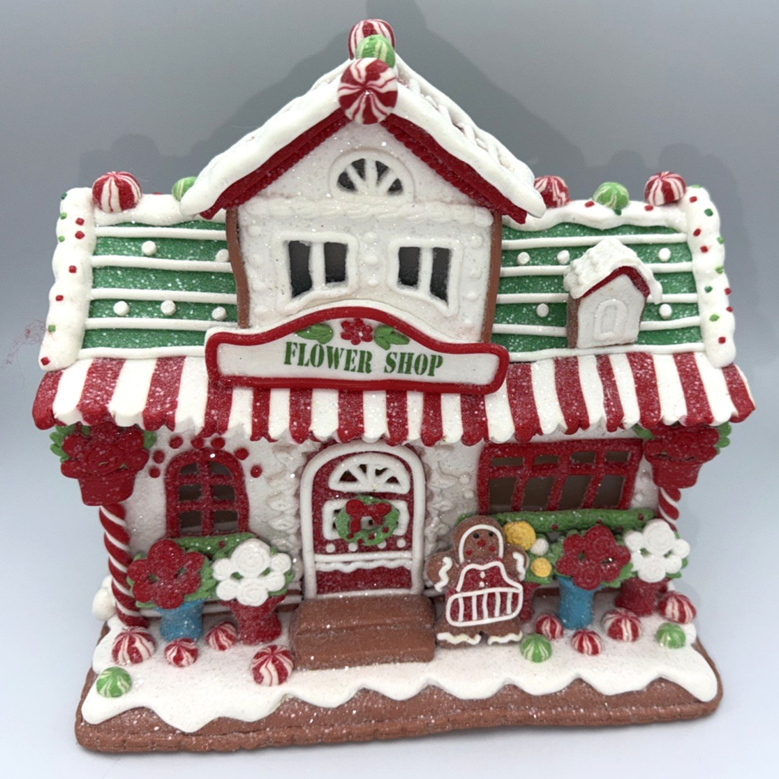 Illuminated Townsquare Gingerbread Flower Shop Valerie Parr Hill Christmas