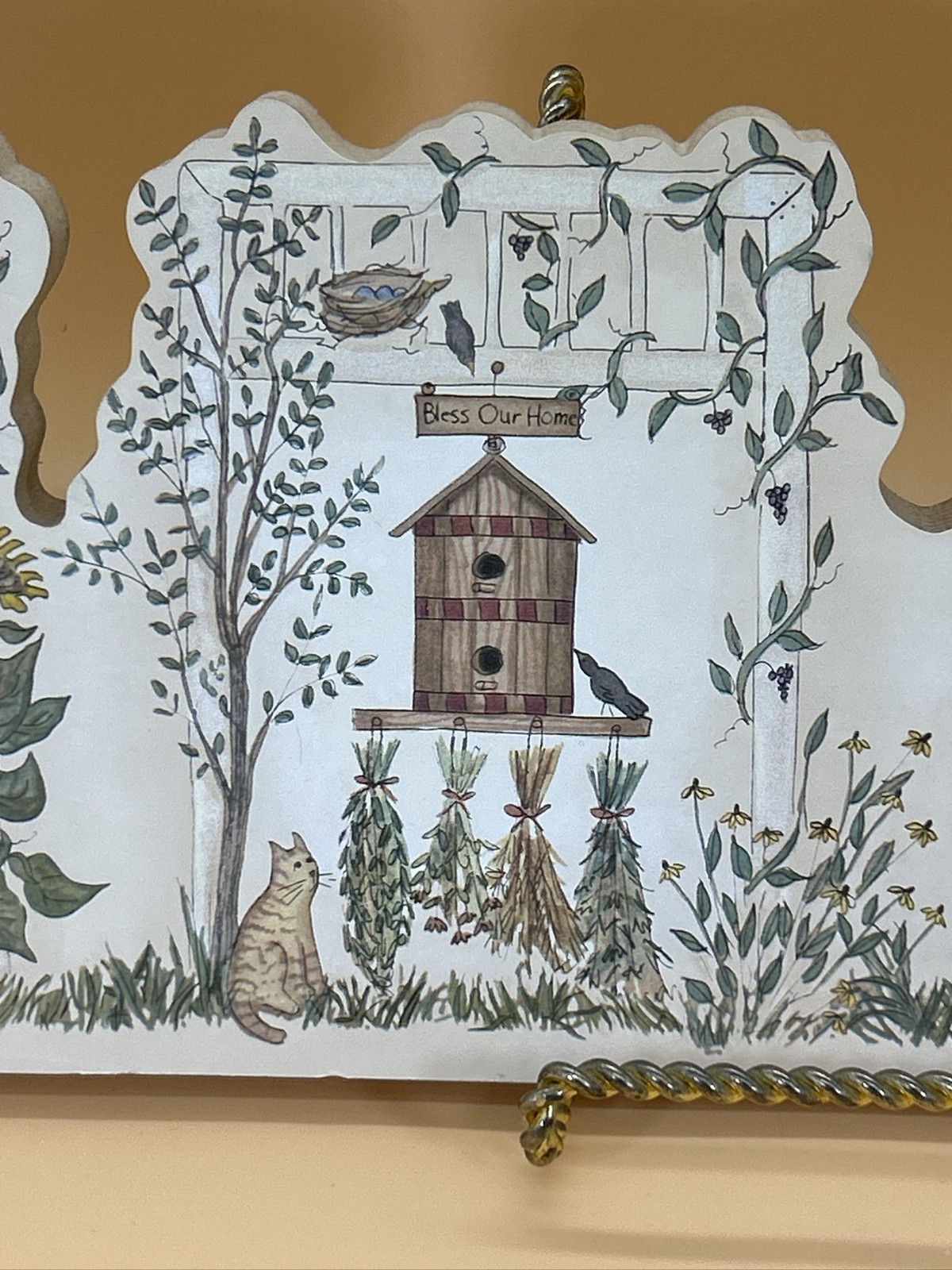 Cat’s Meow Village Cottage Garden Birdhouses Wooden Shelf Sitter. 20” Length