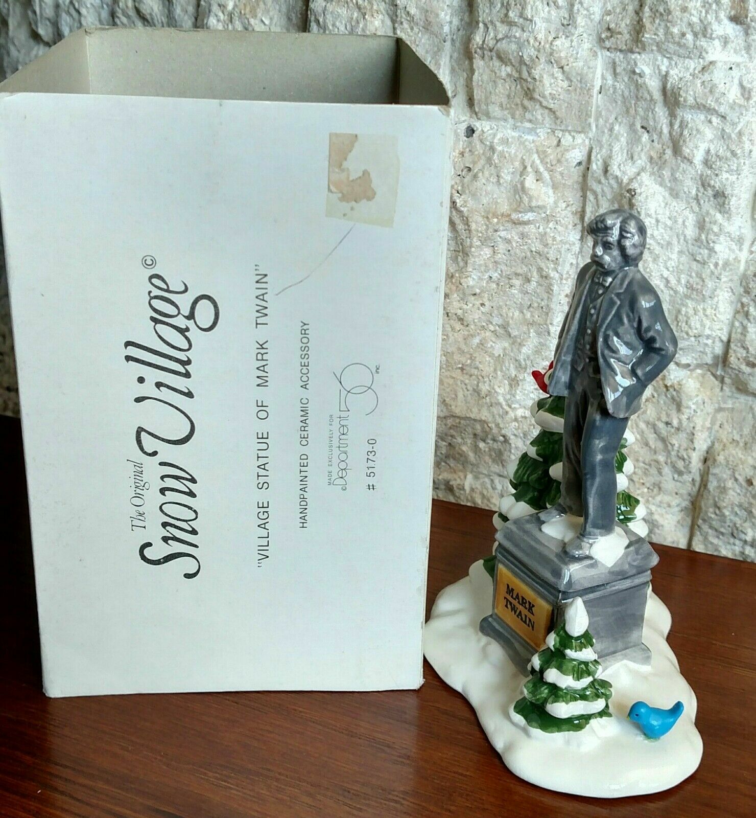 Statue Of Mark Twain #51730 Snow Village Department 56 -BUYER GUARANTEE