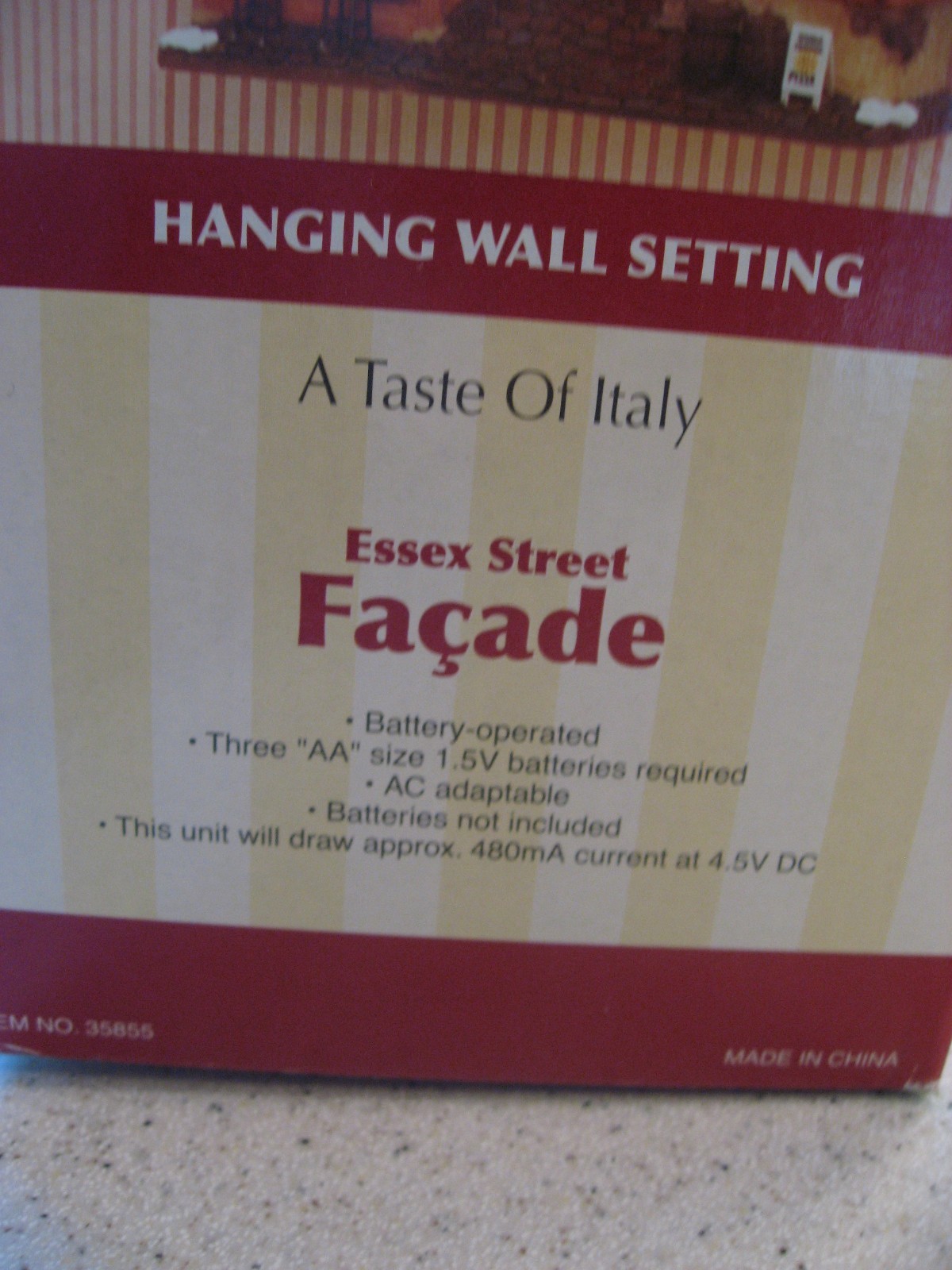 Lemax Essex Street Facade A Taste of Italy Lighted Hanging Wall Setting 35855