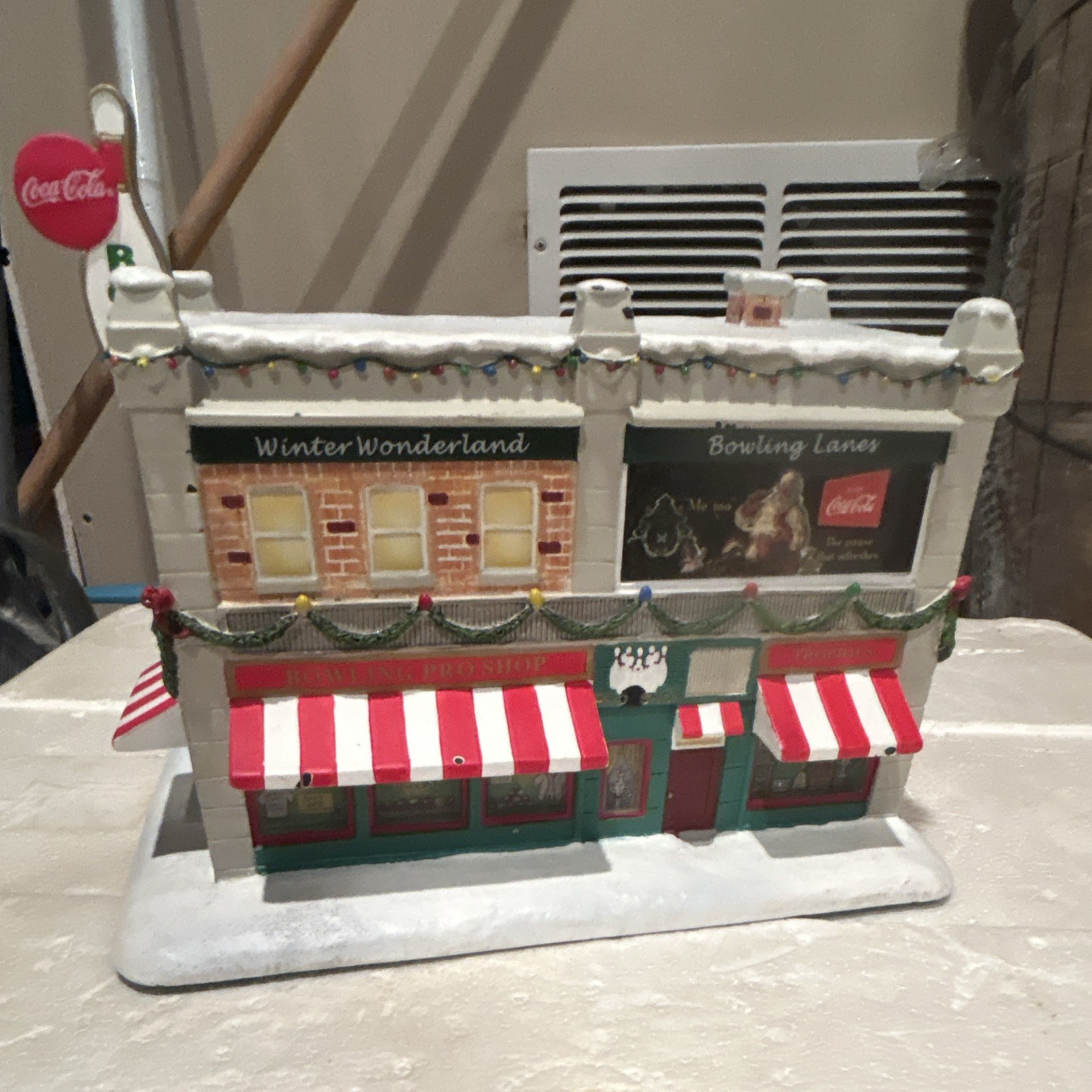 Coca-Cola Christmas Village Winter Wonderland Bowling Lanes Ceramic