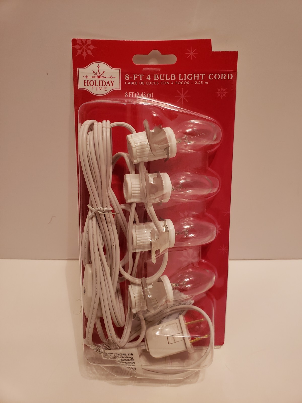 Christmas Village 4 Bulb C7 8′ White Light Cord Lemax Dept 56 Holiday Time