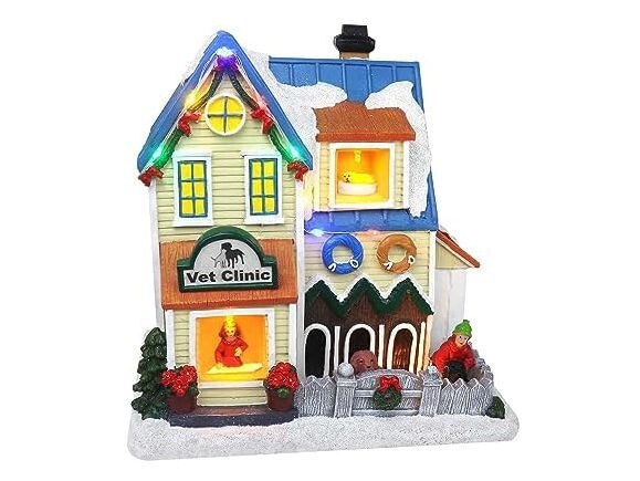 Top Treasures Christmas Village Vet Clinic Pre-lit Musical Figurine NIB