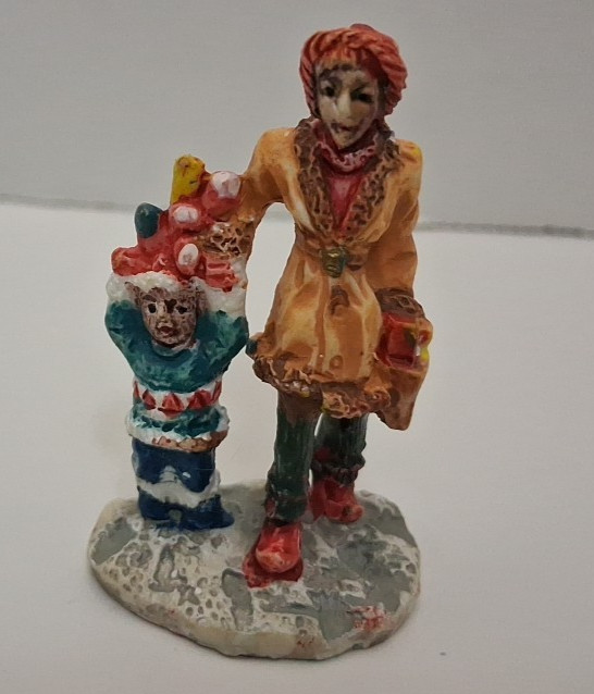 Lot Of 10 Unbranded Polyresin Christmas Village Figurines 1.75 To 2 Inches