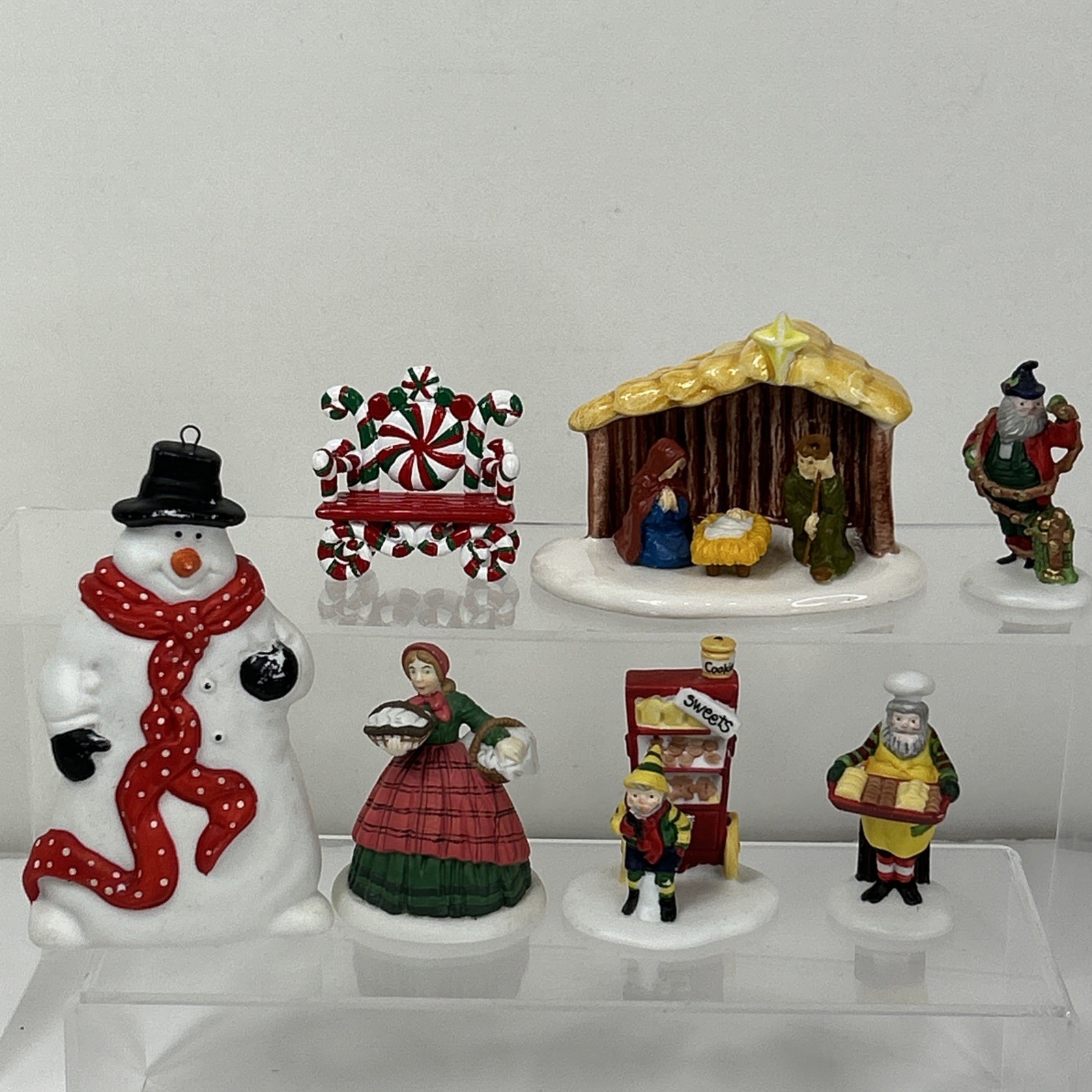 Dept 56 Christmas Village Miniature Figures Ornament Lot Nativity Baker Elves