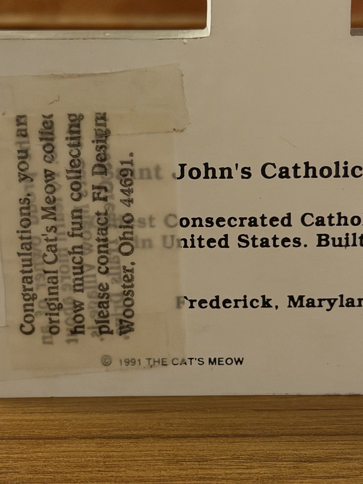 Retired Vintage 1981 The Cat’s Meow Saint John’s Catholic Church Signed