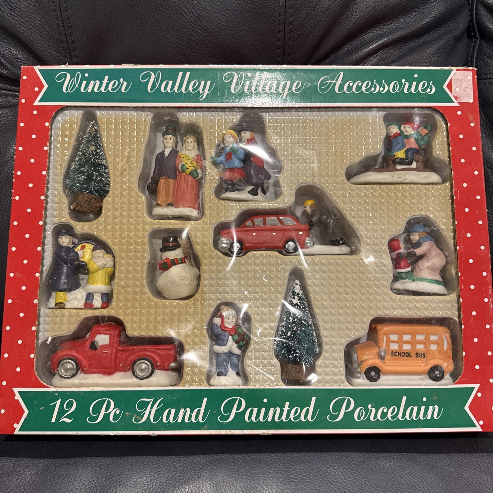 Winter Valley Christmas Village Accessories 12pc Porcelain Hand Painted 763 NEW