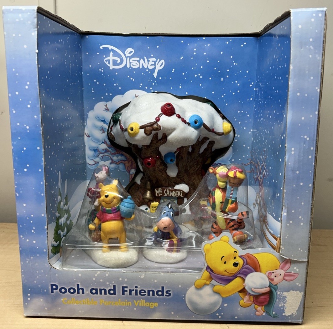 Vintage 2003 Brass Key Pooh And Friends Disney Light Up Porcelain Village