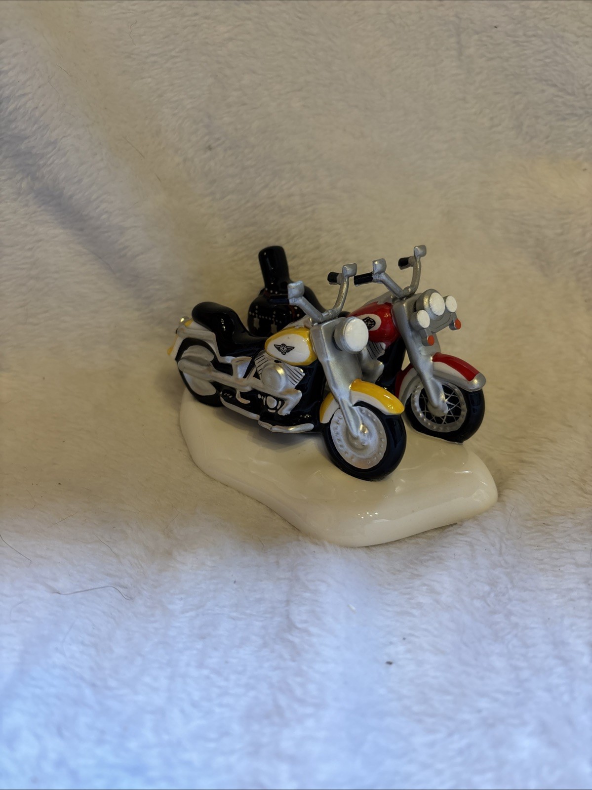 Dept 56 Harley Davidson Fat Boy & Softail Snow Village 4.5″ in Box Snow Village