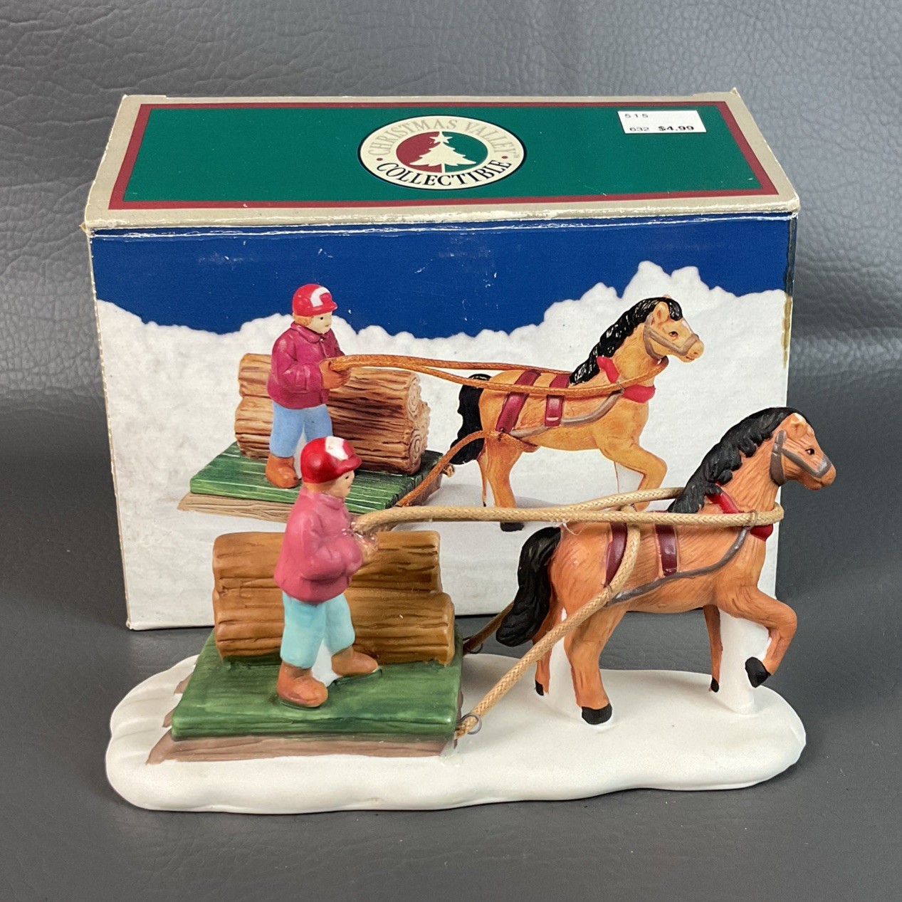 Authentic Christmas Valley The Bringing In The Timbers Figurine 1996 Vintage.