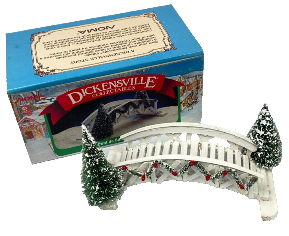 Noma Dickensville Collectables Wooden Bridge with Trees Christmas Village Vintag