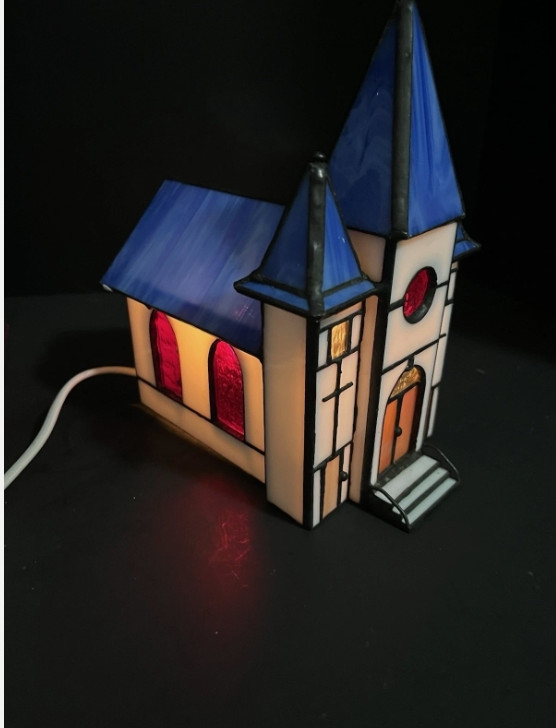 Vintage Century Classics illuminated Stained Glass Collectible Church with Box